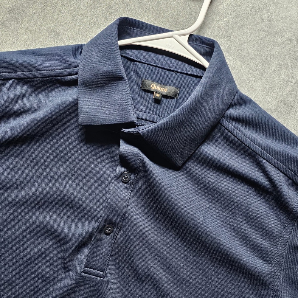 Quince Mens Commuter Stretch Pique Polo Shirt Navy Blue SHWDC01 Size M